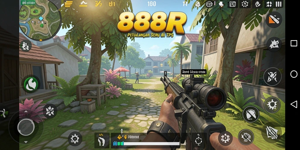 Screenshot gameplay TPS 888R menampilkan aksi seru di medan perang.