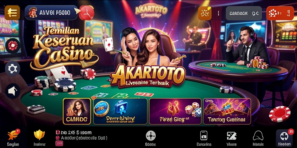Tangkapan layar dari gameplay Live Casino di AKARTOTO yang menampilkan dealer langsung.