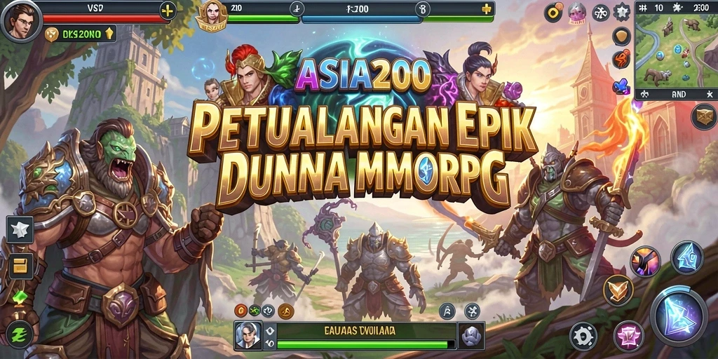 Screenshot gameplay <strong>ASIA200</strong> menunjukkan aksi pertempuran seru di dunia MMORPG.