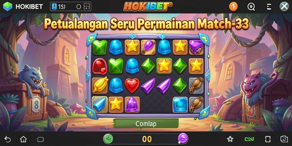 Gameplay HOKIBET yang penuh warna dalam lingkungan Match-3.