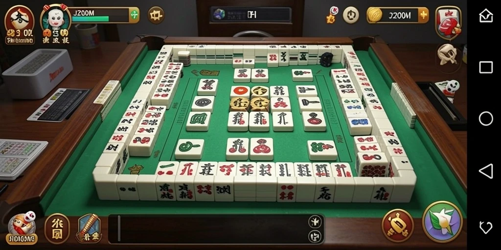 Screenshot J200M menampilkan gameplay Mahjong yang seru dan dinamis.