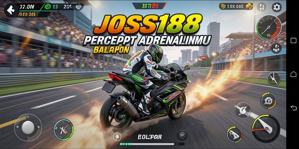 Tampilan gameplay balapan motor yang seru dan menantang.