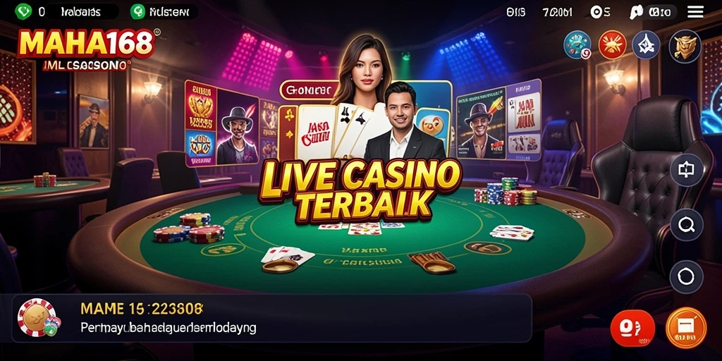 Screenshot MAHA168 menampilkan dealer langsung dalam permainan kasino yang menarik.