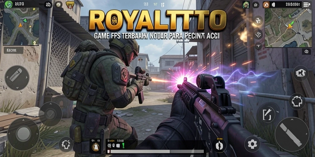 Tangkapan layar utama ROYALTOTO menampilkan aksi menegangkan dalam permainan FPS.