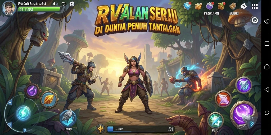 Tampilan gameplay seru dalam petualangan RVIP2 yang penuh warna.
