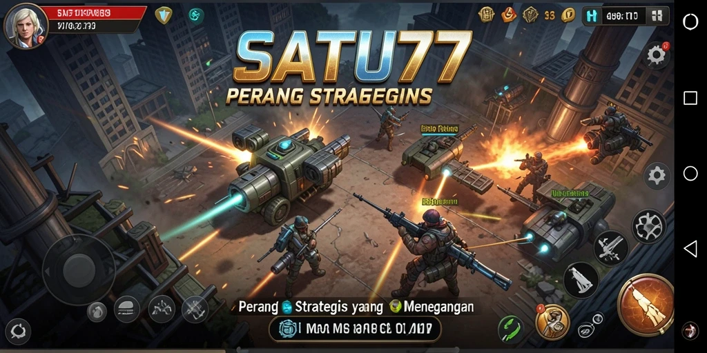 Tampilan menegangkan dari gameplay SATU77 dalam pertempuran strategi.