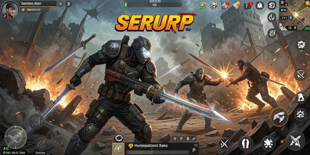 Tangkapan layar permainan SERURP menampilkan aksi mendebarkan penuh adrenalin.
